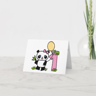 Panda Girl First Birthday Fill-in Invitations