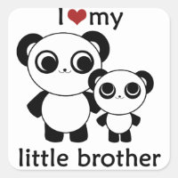 Panda - J'aime mon petit frère - autocollant