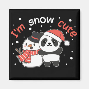 Panda Je suis Snow mignon Snowman Pun Magnet