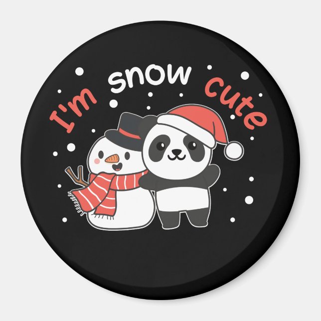 Panda Je suis Snow mignon Snowman Pun Magnet (Devant)