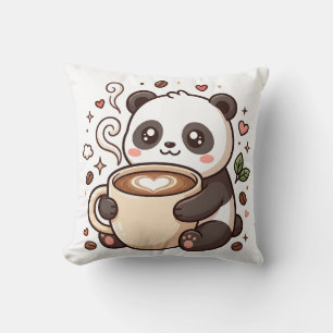 Panda Latte Câlin en forme de cœur Coussin