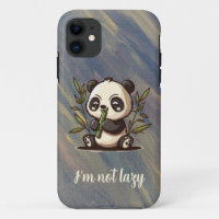 Panda mangeant coque iphone de bambou