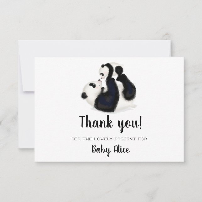 Panda merci pour votre carte cadeau bébé (Devant)