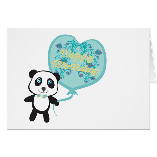 Panda mignon avec la carte de ballon (Devant horizontal)