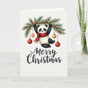 Panda mignonne accroché à partir de la carte de la