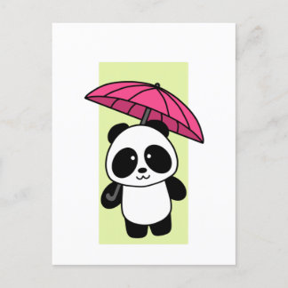 Panda mignonne avec parapluie - Carte postale 1000