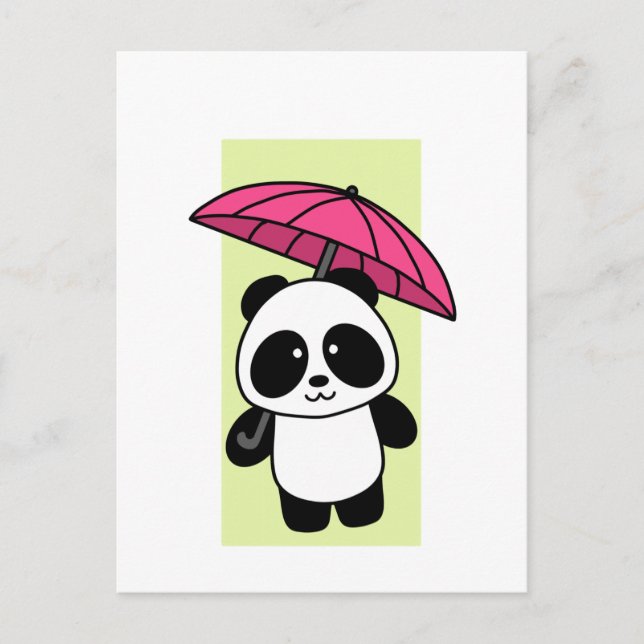 Panda mignonne avec parapluie - Carte postale 1000 (Devant)