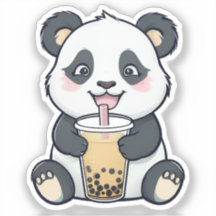 Panda mignonne avec sticker à thé Boba - Kawaii