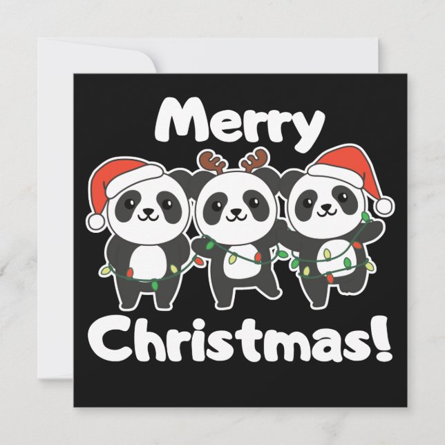 Panda Noël Animaux Pandas Joyeux Noël Invitation (Devant)
