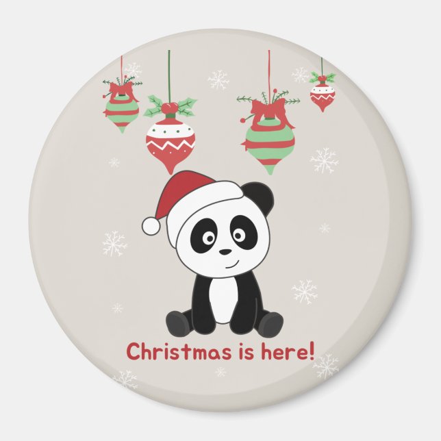 Panda Noël Neige Animaux d'hiver Pandas Magnet (Devant)