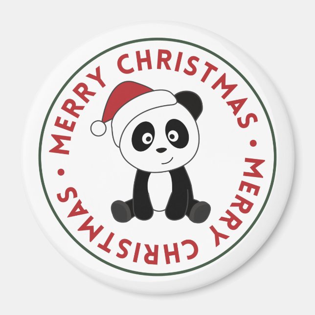 Panda Noël Neige Animaux d'hiver Pandas Magnet (Devant)
