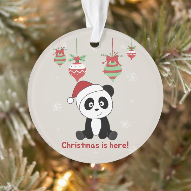 Panda Noël Neige Animaux d'hiver Pandas Ornamen (Arbre)