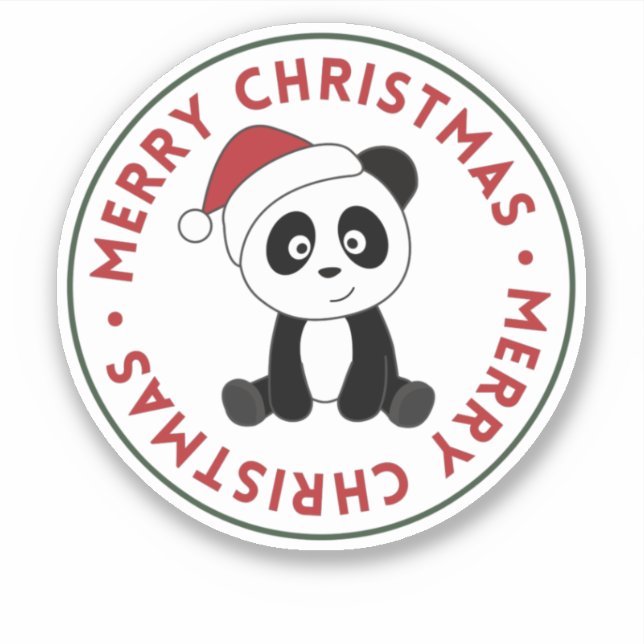 Panda Noël Neige Animaux d'hiver Pandas Sticker (Devant)
