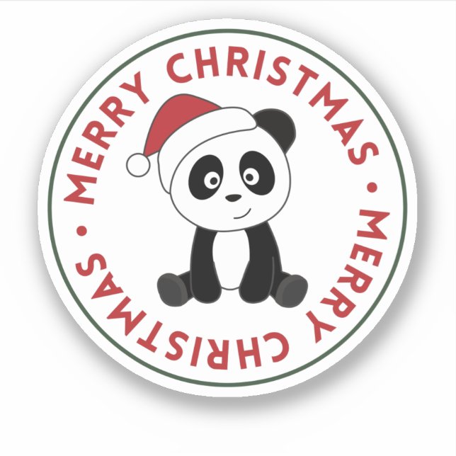Panda Noël Neige Animaux d'hiver Pandas Sticker (Devant)