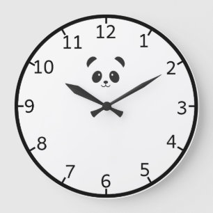 Panda noire mignonne et élégante   Horloge mural