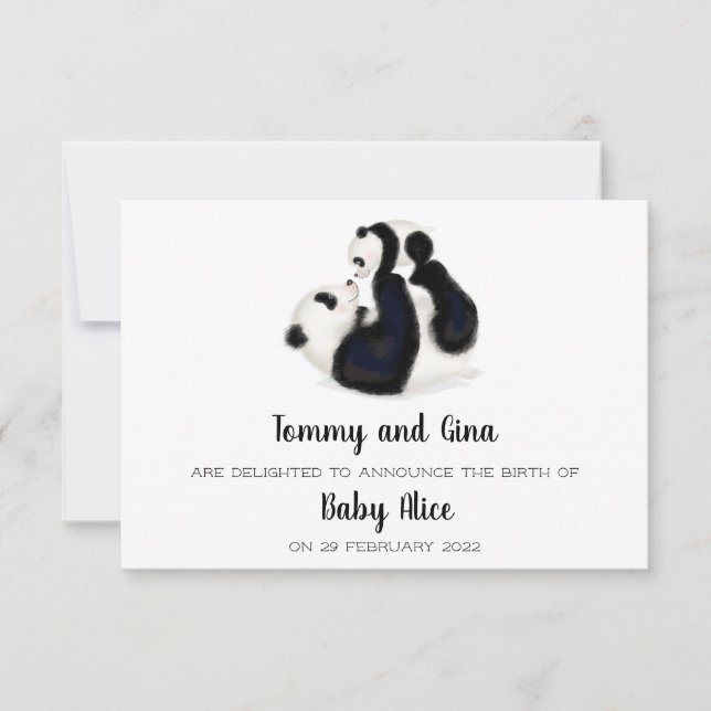Panda nouvelle carte bébé (Devant)