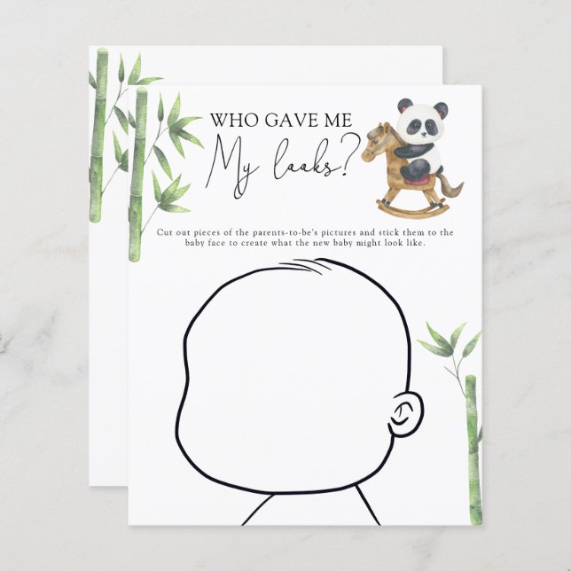 Panda ours baby shower Baby jeu visage (Devant / Derrière)