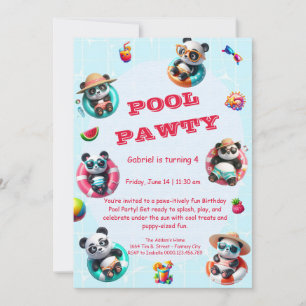 Panda Panda Panda fête Anniversaire Invitation été