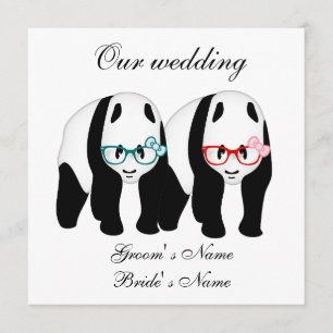 Panda porte des lunettes faire-part de mariage