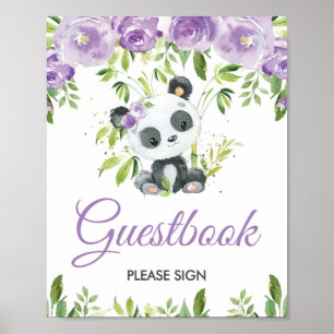Panda Purple Floral Vert Bambou Livre d'or