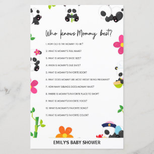 Panda rose Baby shower jeu