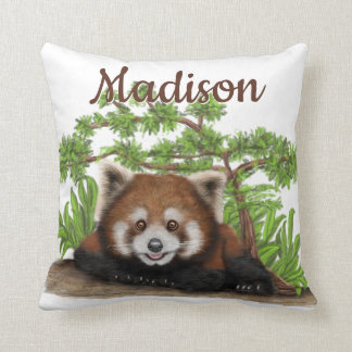 Panda rouge adorable oreiller personnalisé