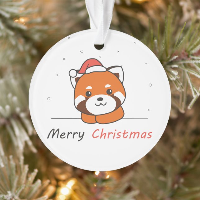 Panda Rouge Noël Neige Animaux d'hiver Pandas (Arbre)