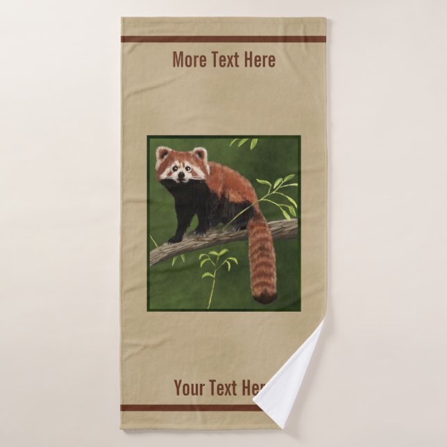 Panda Rouge sur vieux papier (Serviette de bain)