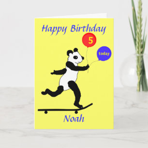 Panda Skateboard cartes d'anniversaire ajouter nom