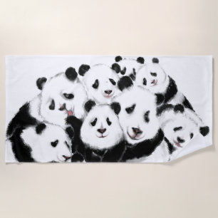 Pandas Beach Serviette famille Panda