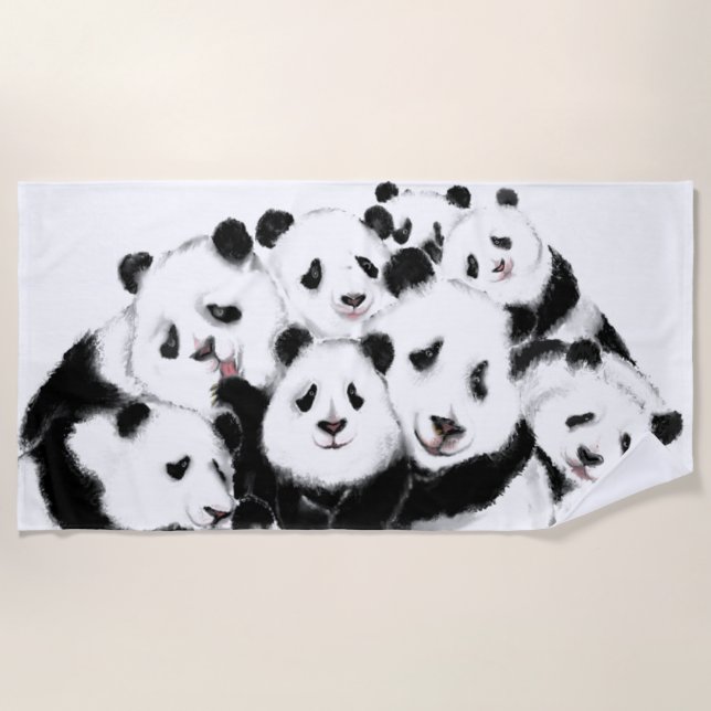 Pandas Beach Serviette famille Panda (Devant)