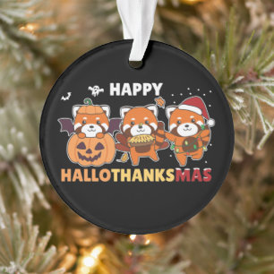 Pandas de la fête d'Hallothanksmas Noël Panda roux