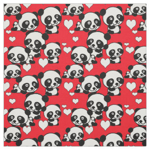 Pandas et coeurs Tissu de la Saint-Valentin