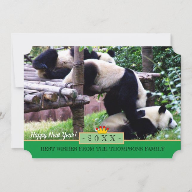 Panda's Playing & Happy New Year ! Carte /Chine (Devant)