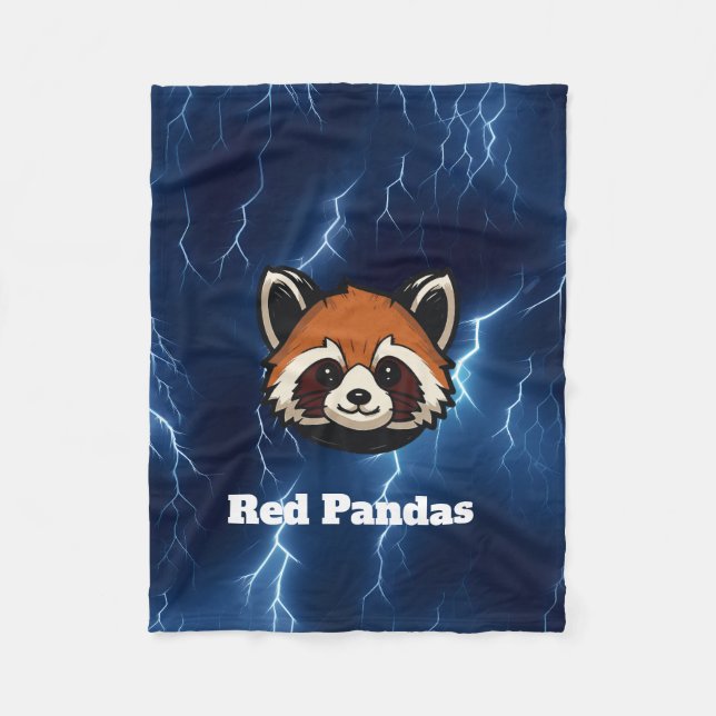 Pandas Rouge Couverture polaire personnalisée (Devant)