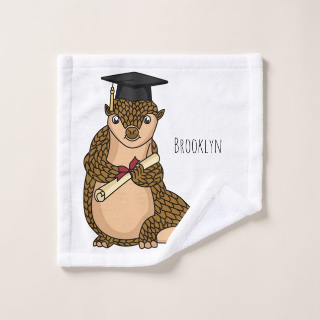 Pangolin mignon diplômé dessin animé (Gant de toilette)
