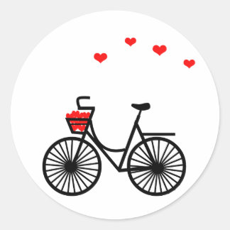 Panier à vélo plein coeur Stickers ronds