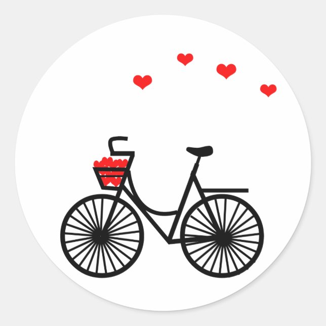 Panier à vélo plein coeur Stickers ronds (Devant)