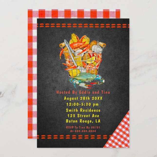 Panier Crabe bouillonner la partie Invitation (Devant / Derrière)