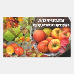 Panier d'Apple Sticker rectangulaire de voeux d'au