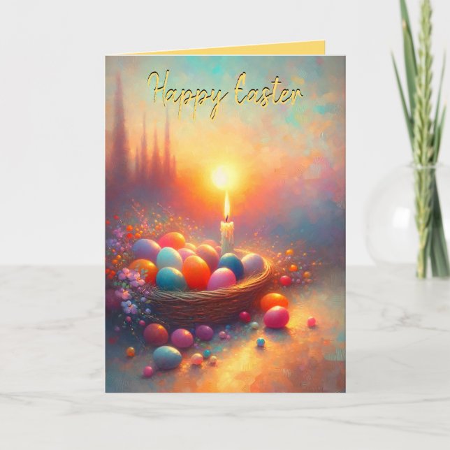 Panier de bougie de Pâques plié Carte de vacances (Devant)