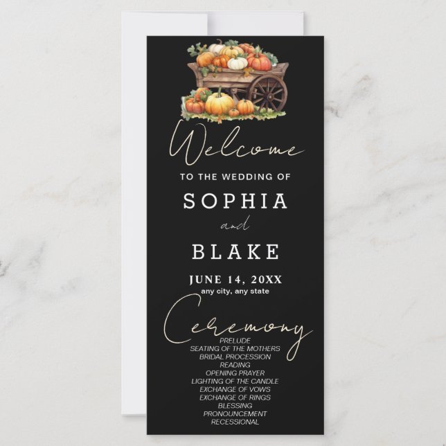 Panier de Citrouille Automne Black Wedding Program (Devant)