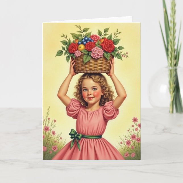 Panier de fleurs avec carte "Enfant angélique" (Devant)
