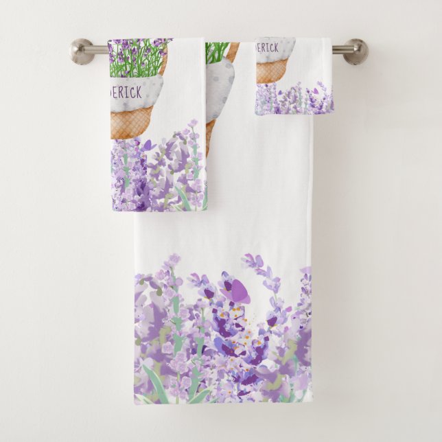 Panier de fleurs de lavande personnalisées Violet  (En situation)