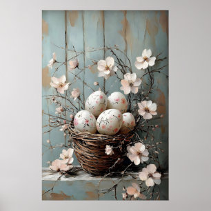 Panier de fleurs de Pâques, impression de printemp