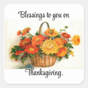 Panier De Fleurs Stickers Thanksgiving