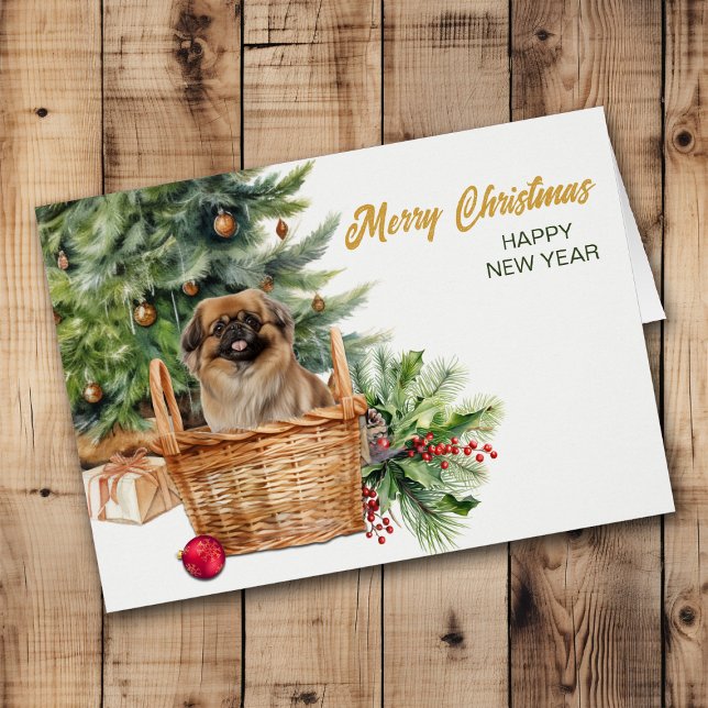 Panier de Noël en osier de chien de Pekingese (Créateur téléchargé)