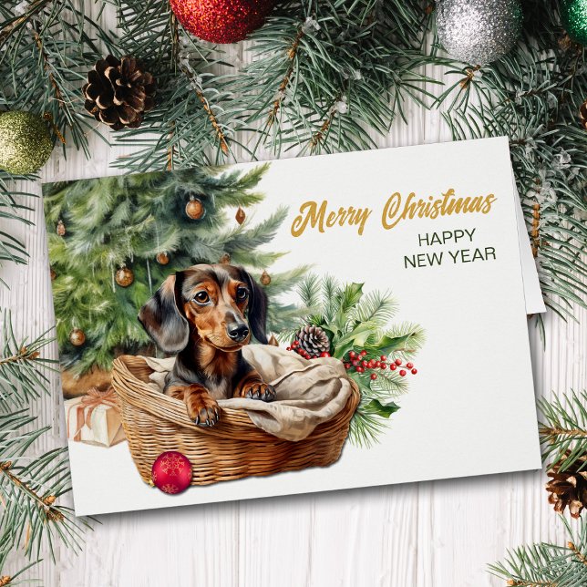 Panier de Noël en osier pour chien Dachshund (Créateur téléchargé)
