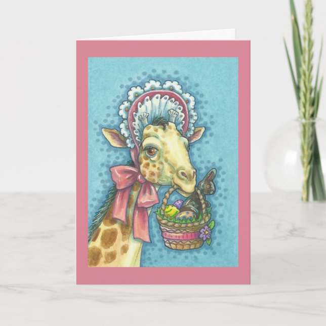 PANIER DE PÂQUES VERS GIRAFFE GREETING CARTE (Devant)