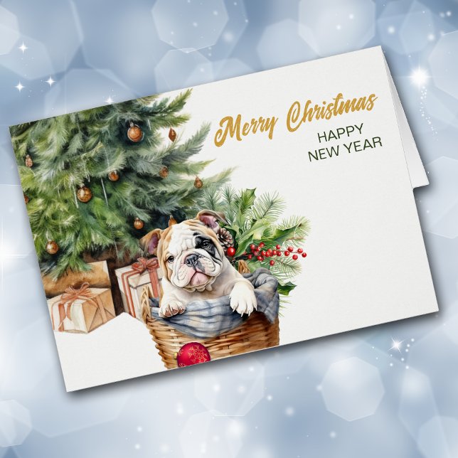 Panier en osier pour chiot Bulldog Noël (Créateur téléchargé)